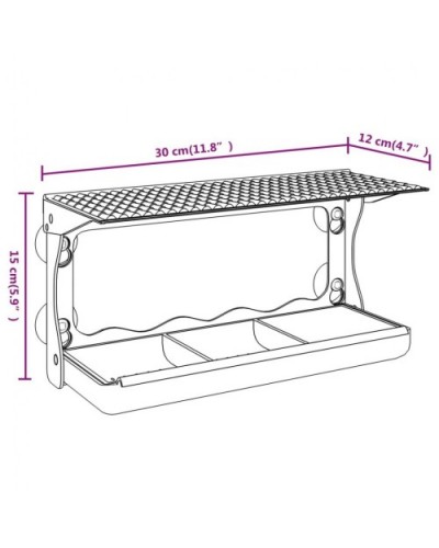 Mangeoires à oiseaux de fenêtre 2 Pièces de Acrylique 30x12x15cm sur