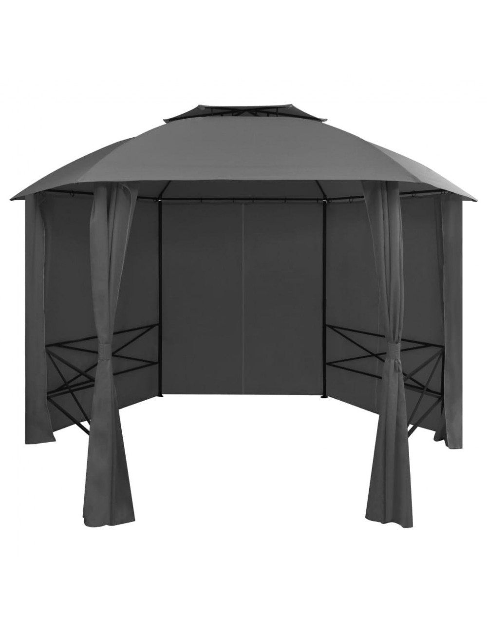 Chapiteau tente de jardin avec rideaux Hexagonal 360 x 265 cm