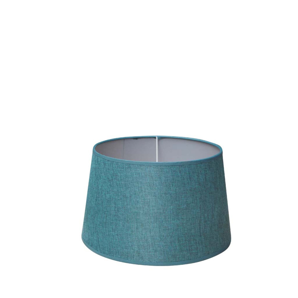 Abat-jour En Lin Bleu Pour Lampe - Format Tambour (26x18x11 Cm) - Style Vintage - Compatible Douille E27/E14