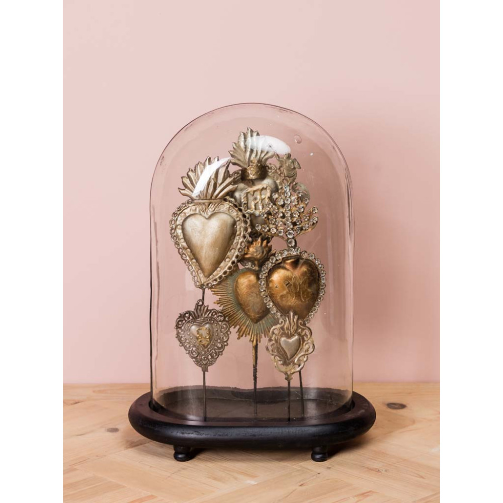 Plateau Vide-poche Décoratif Métal Noir Et Cœur Doré - 16x16 Cm, Design épuré, Décoration élégante