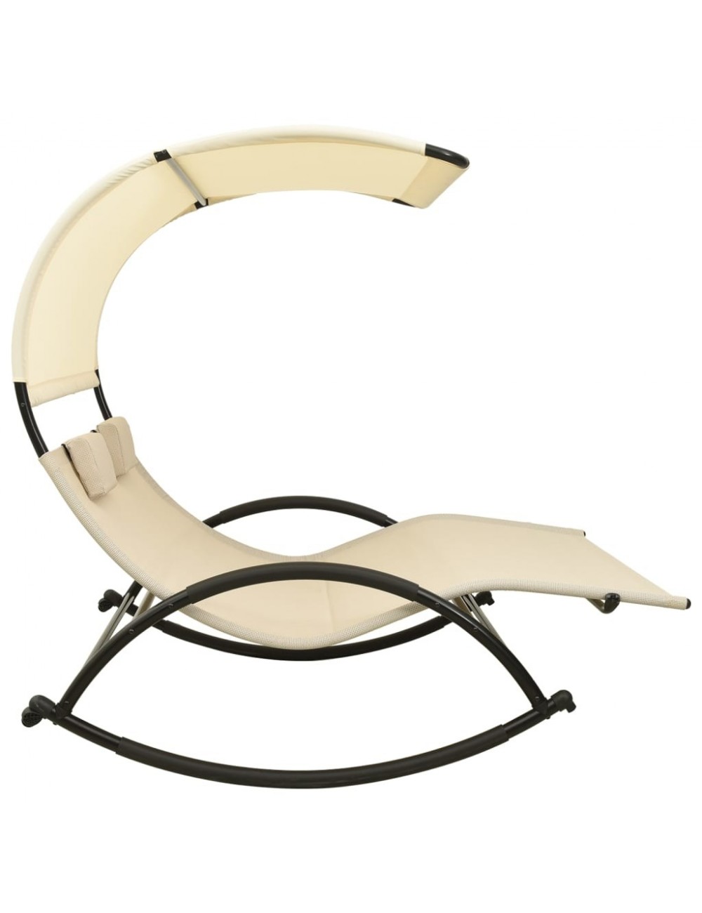 Chaise longue double avec auvent Textilène Crème