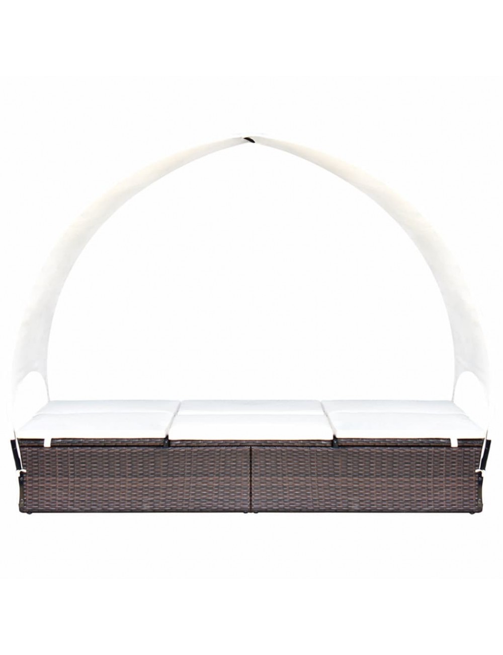 Chaise longue double avec auvent Résine tressée Marron