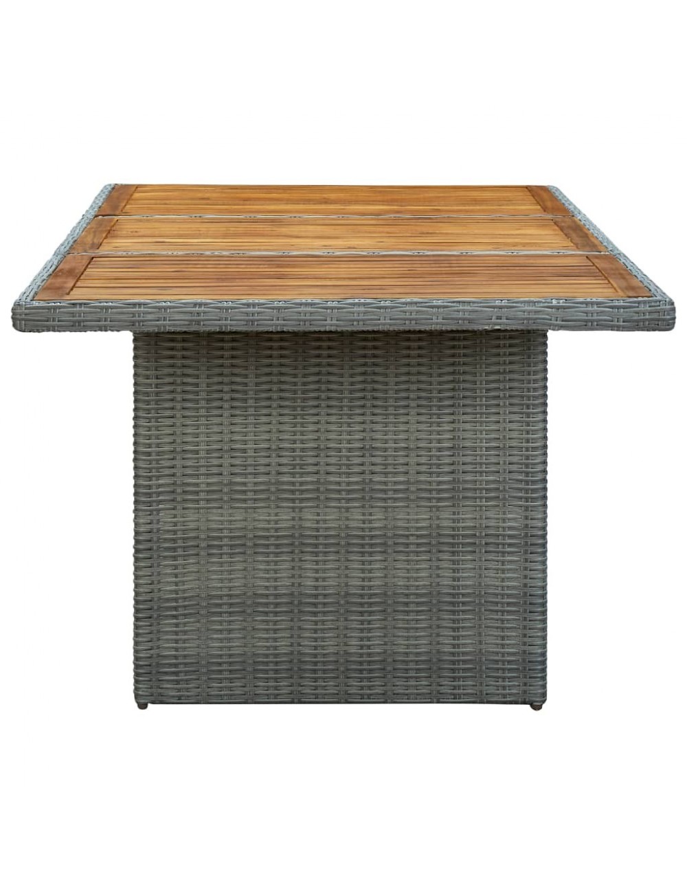 Table de jardin Gris clair Résine tressée et bois d'acacia