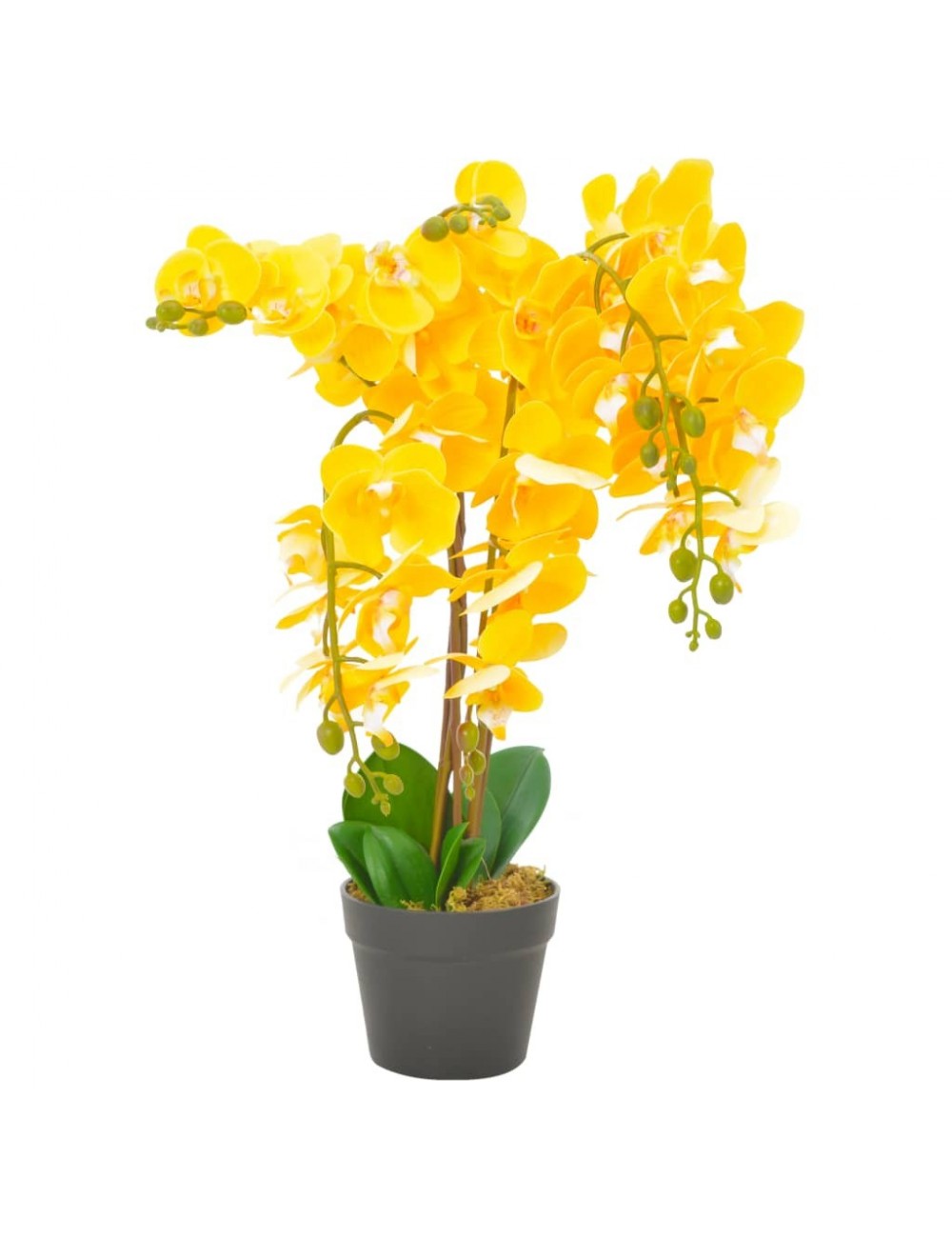 Orchidée Jaune artificielle de 60 cm avec un pot | Jardinao.com