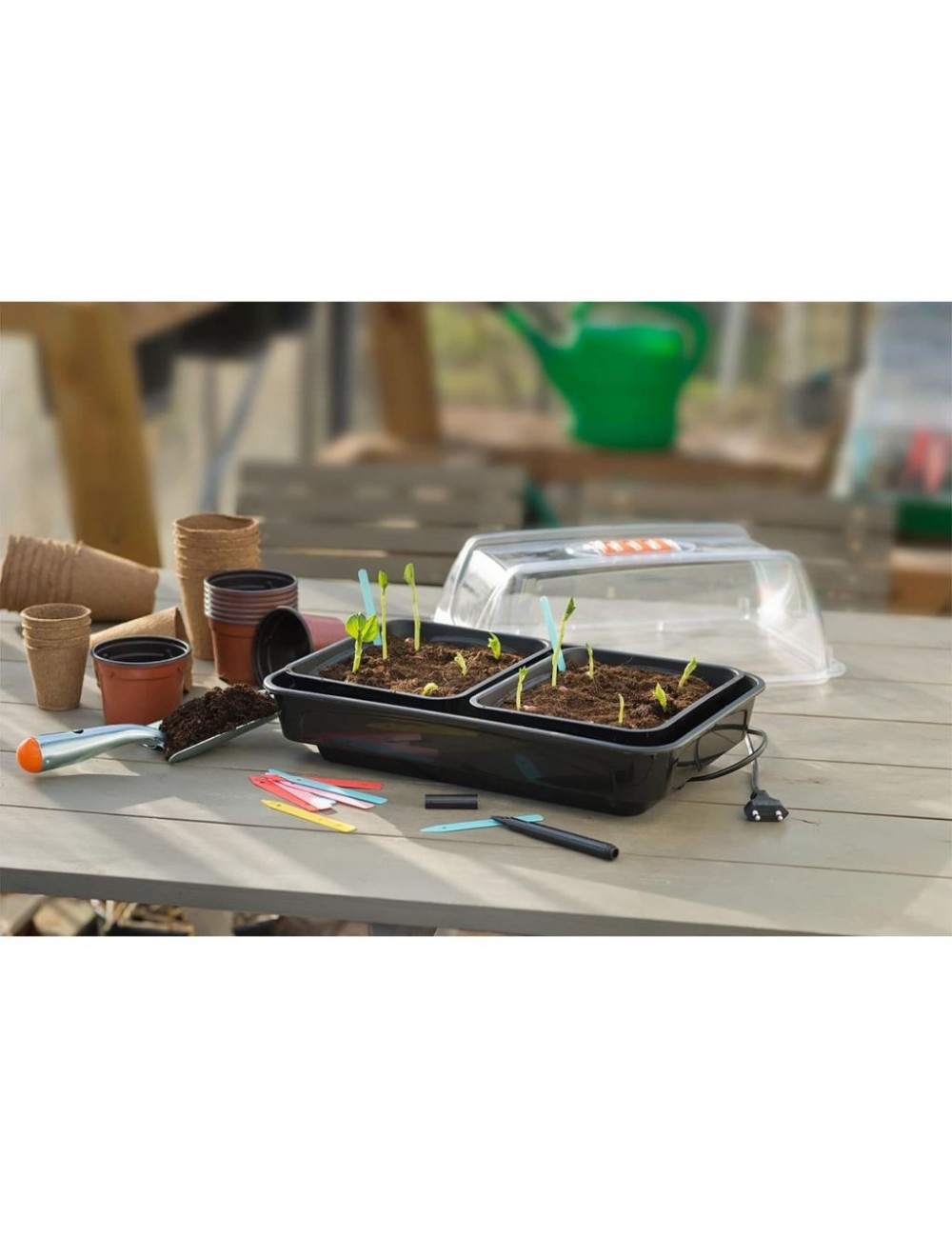 Kit complet Mini Serre Chauffante pour semis de 38x24x19 cm