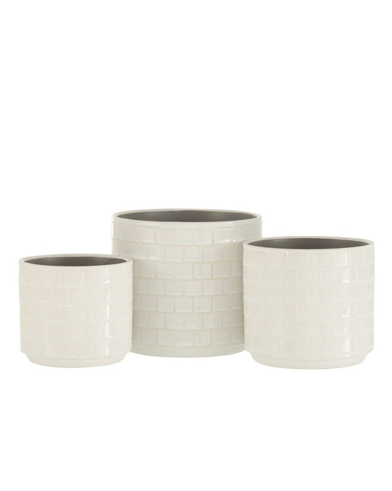 Cache-Pot Carré J-Line En Céramique Vert - Design Moderne - Pour Plantes D'Intérieur
