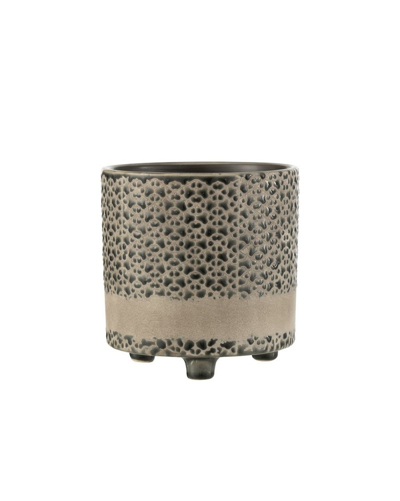 Cachepot Ibiza J-Line En Céramique Gris - Grand Modèle - Déco Extérieur Ou Intérieur élégant