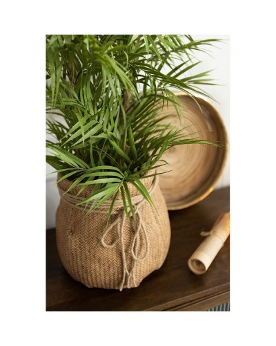 Petit Pot Jute Plante Verte Artificielle 16cm