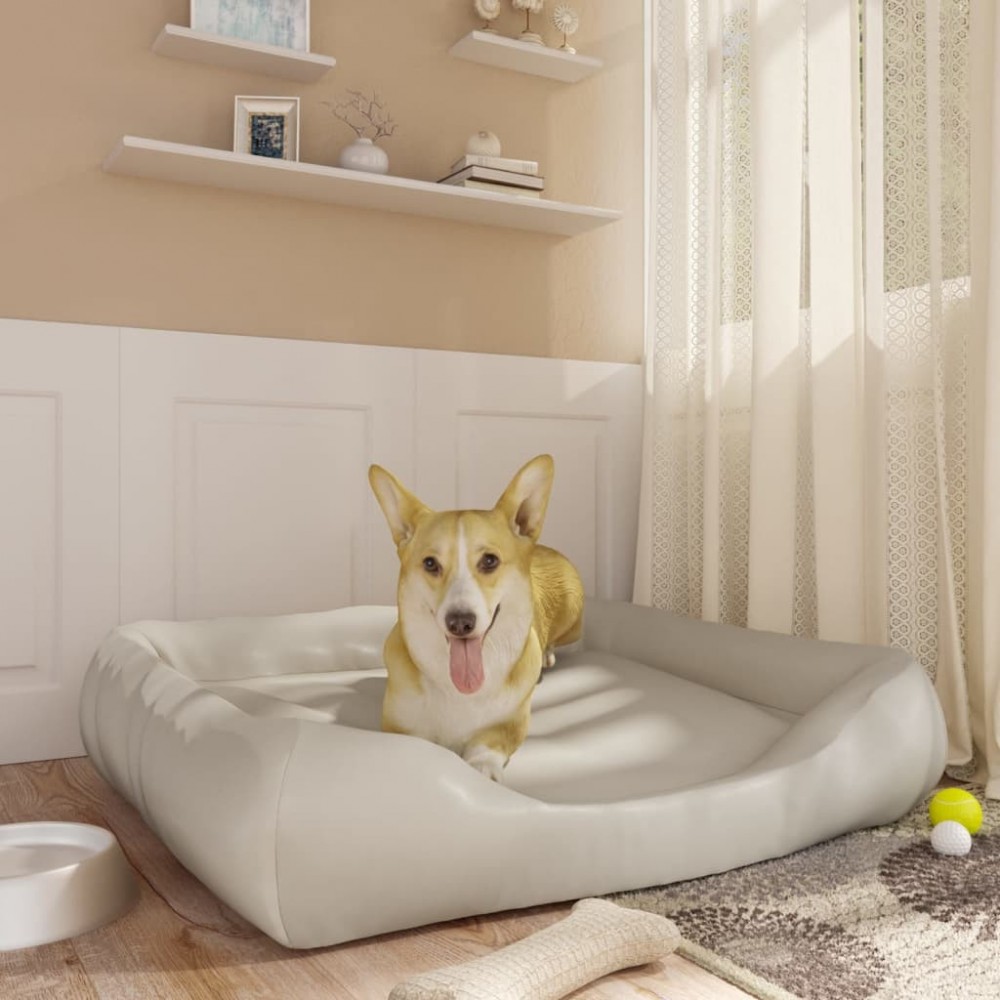 Canapé pour chien en Cuir de couleur Beige