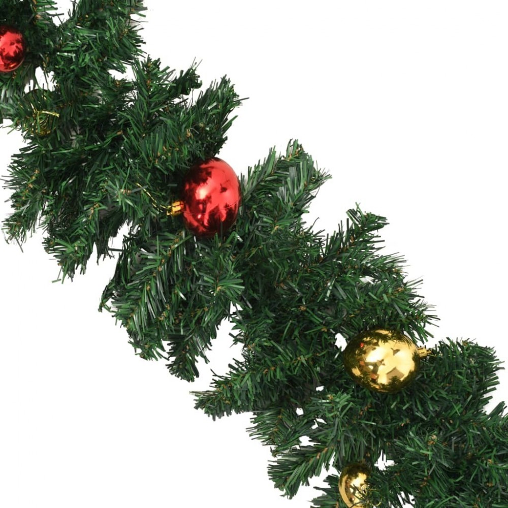 Guirlande De Noël Verte 10m Avec 24 Nœuds Rouges - Décoration Sapin Et Intérieur Festif