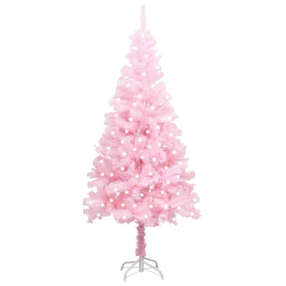 Sapin de Noël artificiel Lumineux en PVC de couleur Rose Jardinao