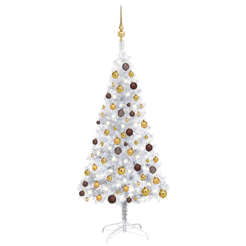 Sapin de Noël artificiel Lumineux en PVC de couleur Argenté  Jardinao