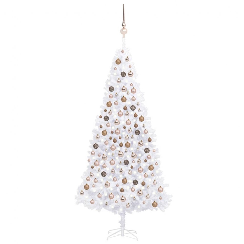 Sapin de Noël artificiel Lumineux en PVC de couleur Blanc Jardinao