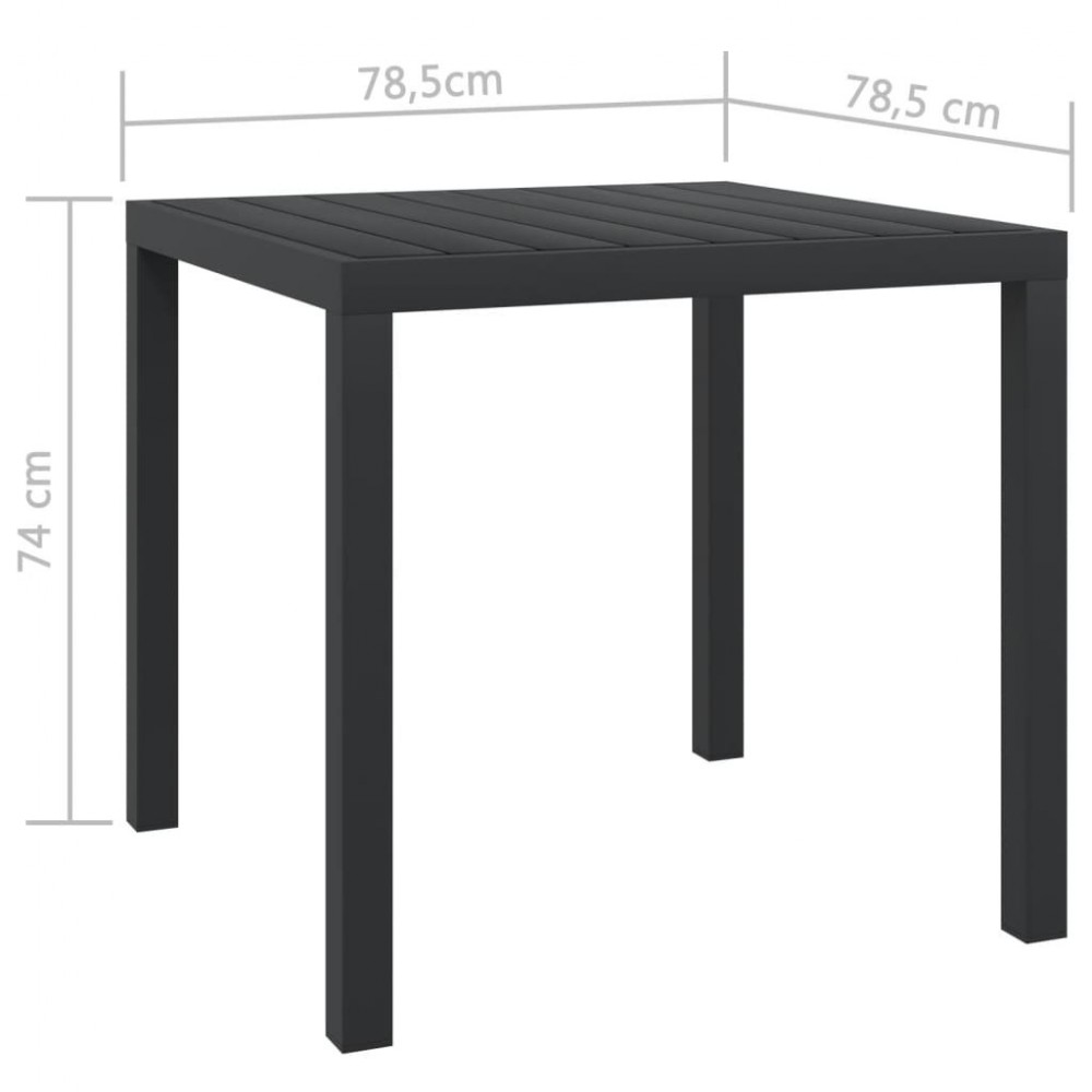 Table de Jardin Tidyard Table à Manger Table de Cuisine en WPC Aluminium 80 x 80 x 74 cm Noir 
